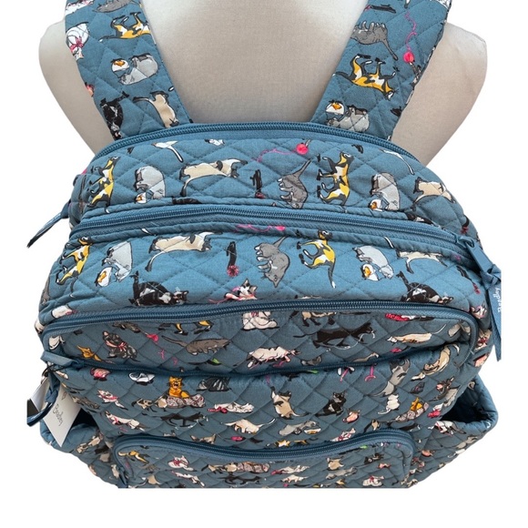 Vera Bradley Essential Large Backpack Cat’s Meow Steal Blue - Picture 6 of 13